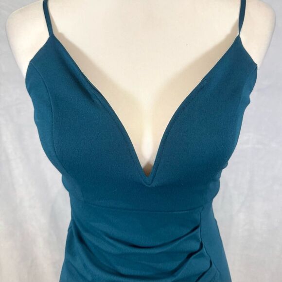 Windsor deep teal green pleated mini bodycon wrap dress size XS - Picture 3 of 8
